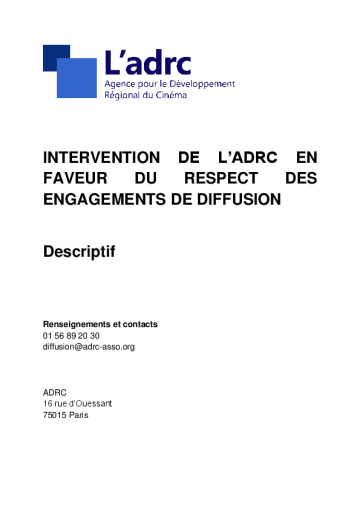 Engagements de diffusion ADRC